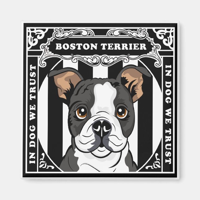 Imã Praça do Magnet Cuja Terrier de Boston é dividida (Frente)