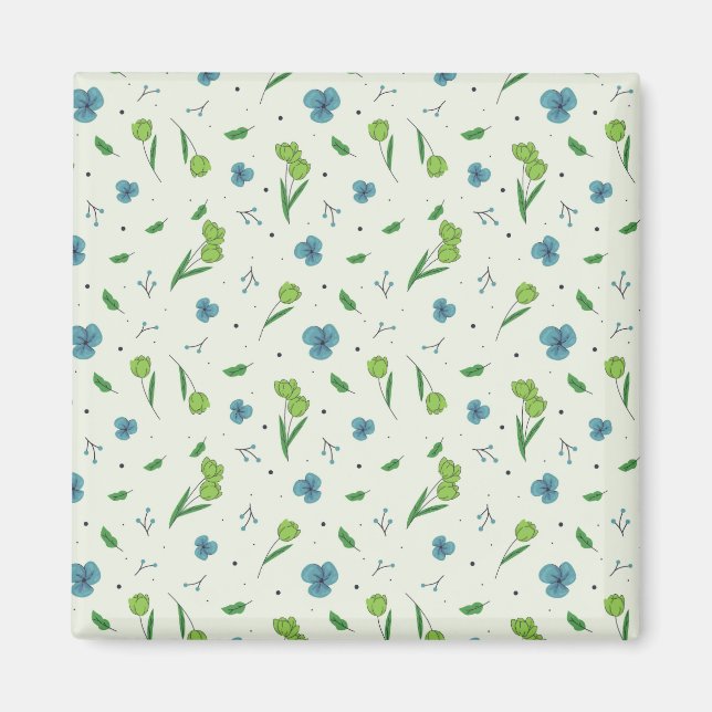 Imã Praça Floral Primavera do Padrão de Flor (Frente)