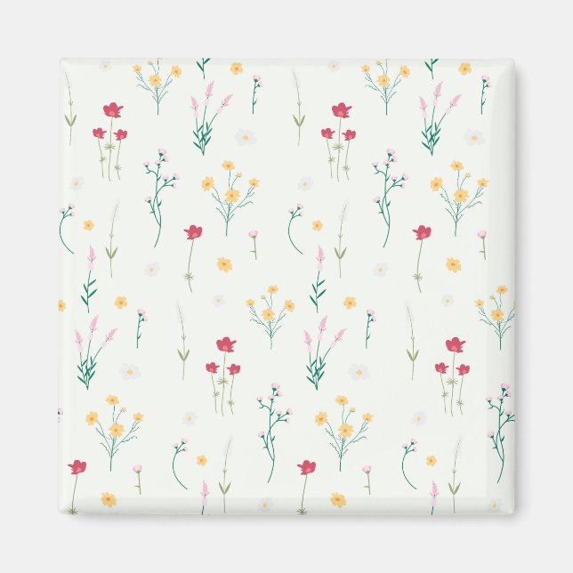 Imã Praça Floral Primavera do Padrão de Flor (Frente)