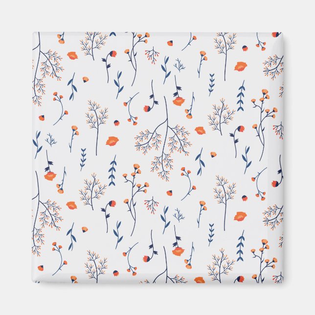 Imã Praça Floral Primavera do Padrão de Flor (Frente)