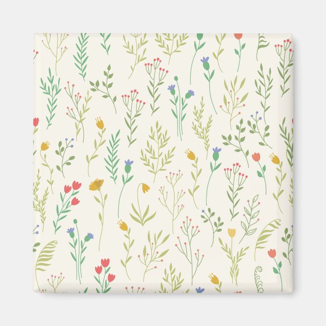 Imã Praça Floral Primavera do Padrão de Flor (Frente)