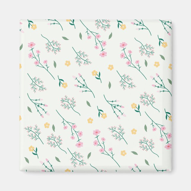 Imã Praça Floral Primavera do Padrão de Flor (Frente)