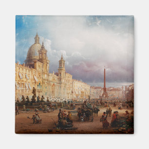 Imã Praça Navona Mercado Roma Década de 1850 Arte