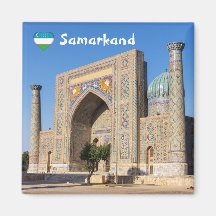 Praça Registan ao pôr do sol - Samarcanda, Uzbequi