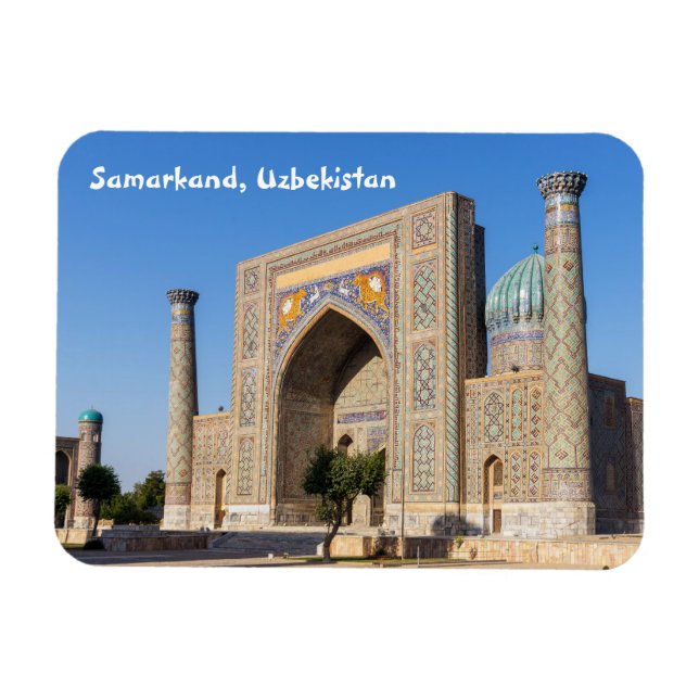Ímã Praça Registan ao pôr do sol - Samarkand, Usbequis (Horizontal)