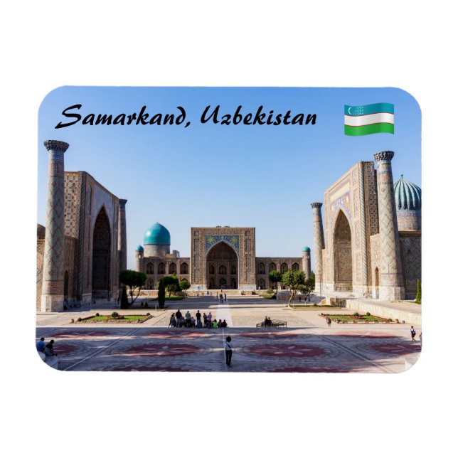 Ímã Praça Registan ao pôr do sol - Samarkand, Uzbequis (Horizontal)