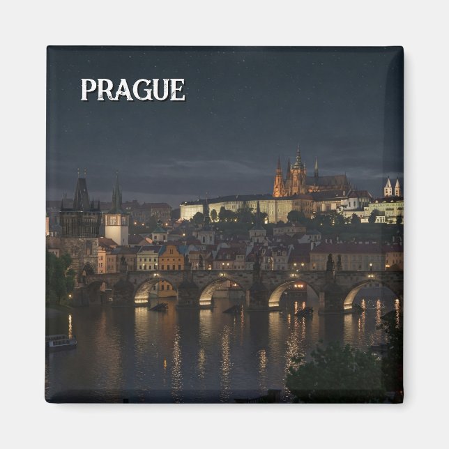 Imã Praga Castle e charles Bridge Night Viagem (Frente)