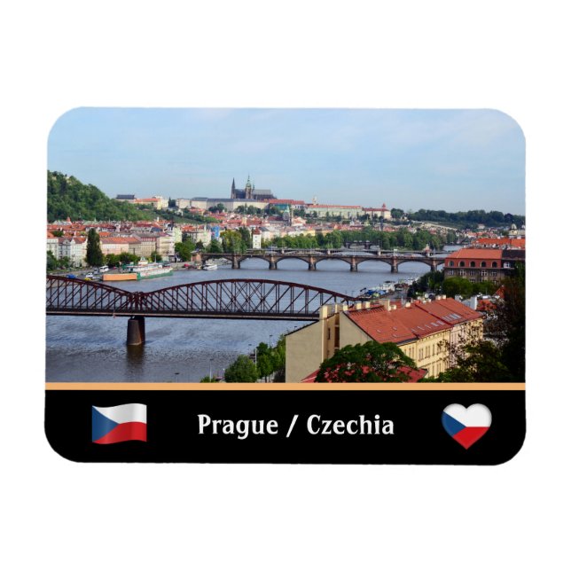 Ímã Praga, Castle & River Bridges / República Checa (Horizontal)