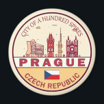 Imã Praga Cidade da República Checa Skyline Emblem<br><div class="desc">Design de arte colorida e minimalista de Praga,  com monumentos e marcos da cidade na República Checa.</div>