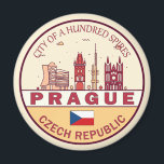 Imã Praga Cidade da República Checa Skyline Emblem<br><div class="desc">Design de arte colorida e minimalista de Praga,  com monumentos e marcos da cidade na República Checa.</div>