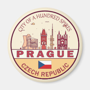 Imã Praga Cidade da República Checa Skyline Emblem