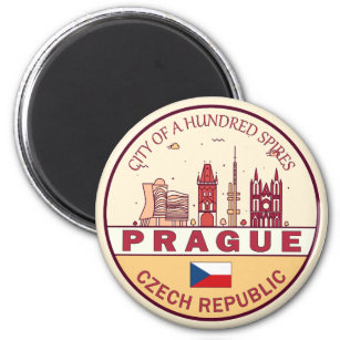 Imã Praga Cidade da República Checa Skyline Emblem