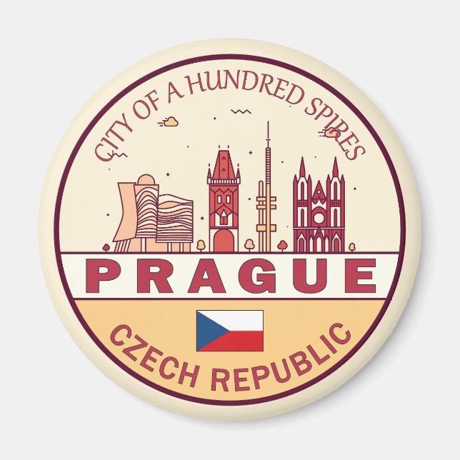 Imã Praga Cidade da República Checa Skyline Emblem (Frente)