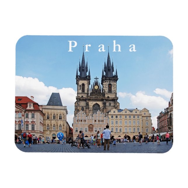 Ímã Praga. Praça da Cidade Antiga e Igreja Tyn. (Horizontal)