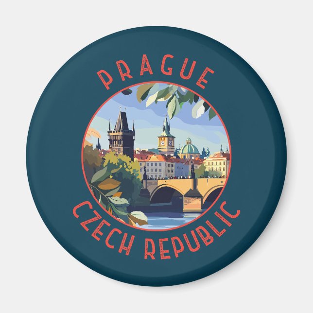 Imã Praga República Checa Círculo Retroalterado (Frente)