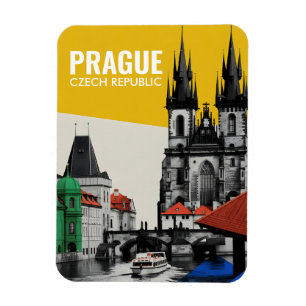 Ímã Praga República Tcheca Colagem da Vista Panorâmica