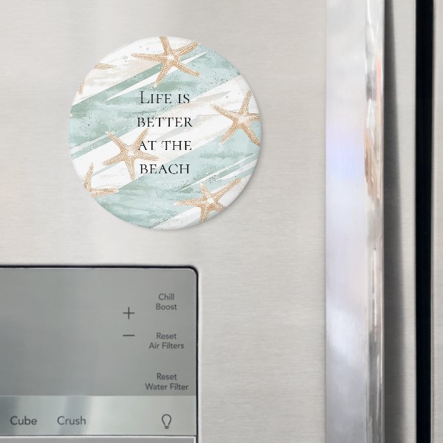 Imã Praia Aqua Mint Starfish Stripes (In Situ (Fridge))