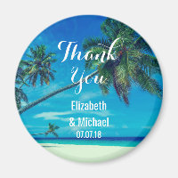 Praia Arenosa com Palmeiras Tropicais Agradeciment