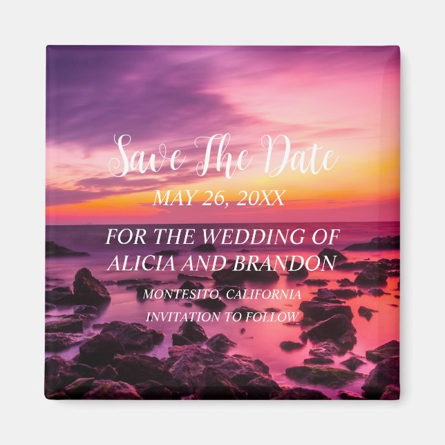 Imã Praia Casamentos Tropicais de Areia Ondas Modernas (Frente)