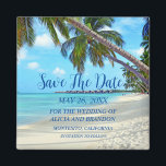 Imã Praia Casamentos Tropicais de Areia Ondas Modernas<br><div class="desc">Tropical,  praia,  simples,  ondas,  destino,  palmeiras,  casamento elegante e moderno,  Imã salve a data. Você pode personalizá-lo com seus detalhes.</div>