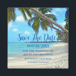 Imã Praia Casamentos Tropicais de Areia Ondas Modernas<br><div class="desc">Tropical,  praia,  simples,  ondas,  destino,  palmeiras,  casamento elegante e moderno,  Imã salve a data. Você pode personalizá-lo com seus detalhes.</div>