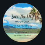 Imã Praia Casamentos Tropicais de Areia Ondas Modernas<br><div class="desc">Tropical,  praia,  simples,  ondas,  destino,  palmeiras,  casamento elegante e moderno,  Imã salve a data. Você pode personalizá-lo com seus detalhes.</div>