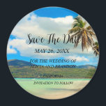 Imã Praia Casamentos Tropicais de Areia Ondas Modernas<br><div class="desc">Tropical,  praia,  simples,  ondas,  destino,  palmeiras,  casamento elegante e moderno,  Imã salve a data. Você pode personalizá-lo com seus detalhes.</div>
