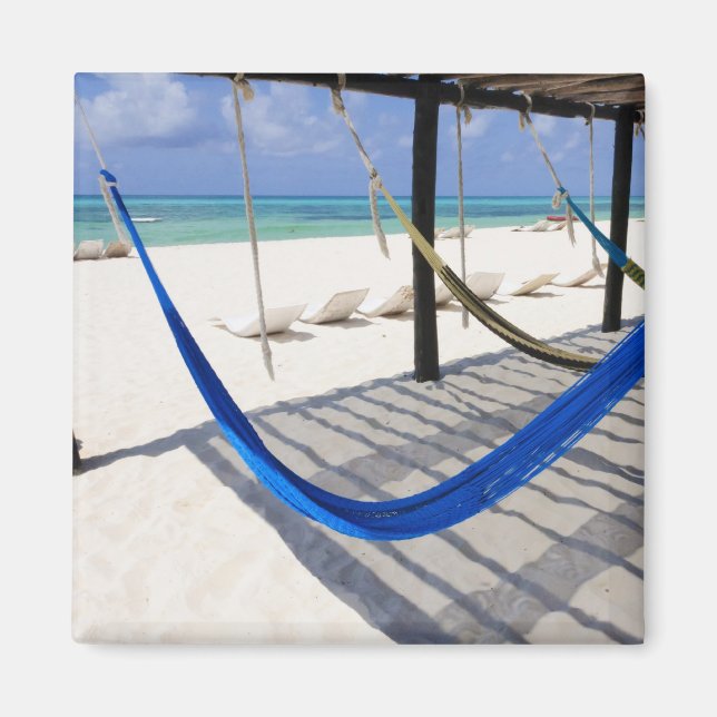 Imã Praia Colorida Hammocks Cozumel México Magnet (Frente)