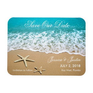 Ímã Praia com imã salve a data da estrela do mar