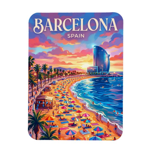 Ímã Praia da Barceloneta Espanha (Vertical)
