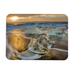 Ímã Praia de Areia Preta Jokulsarlon Sul da Islândia