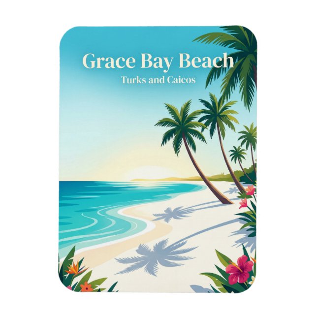 Ímã Praia de Grace Bay Turks e Caicos (Vertical)