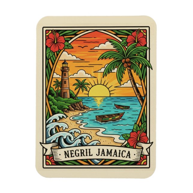 Ímã Praia de Negril Jamaica (Vertical)
