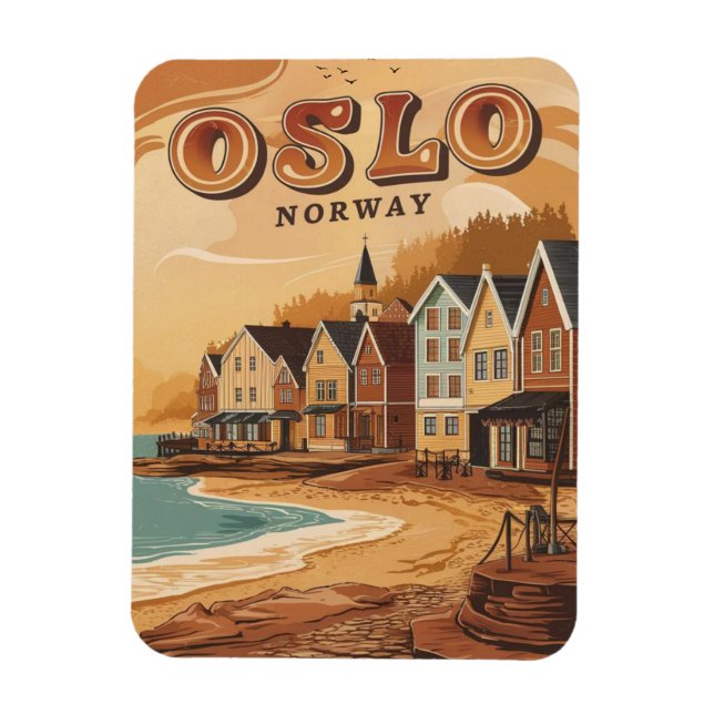 Ímã praia de Oslo Noruega lembranças e presentes vinta (Vertical)