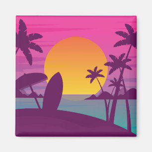 Imã Praia de surf do pôr do sol roxo