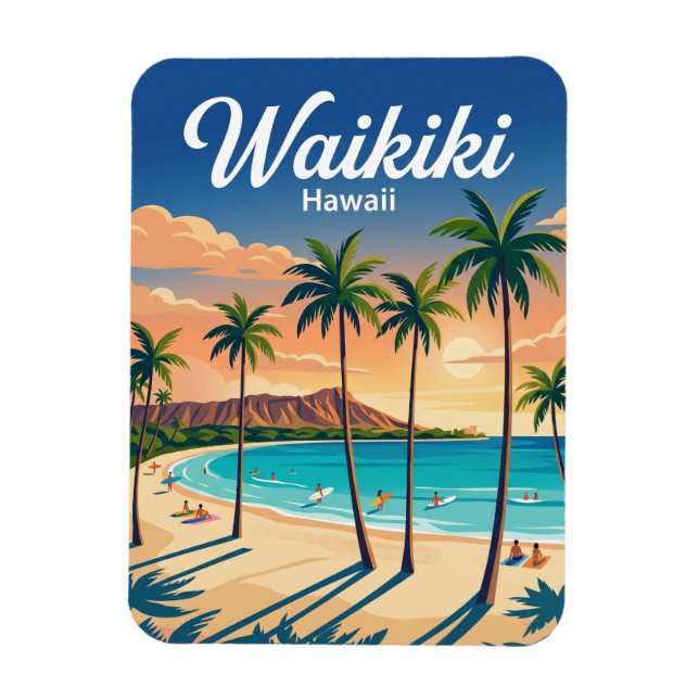 Ímã Praia de Waikiki EUA (Vertical)
