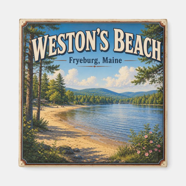 Imã Praia de Weston em Fryeburg Maine Estilo Clássico  (Frente)