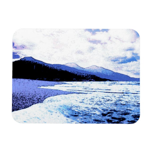 Ímã Praia do Crepúsculo em tons de azul (Horizontal)