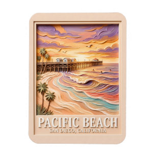 Ímã Praia do Pacífico em San Diego 3D Viagem de Surf