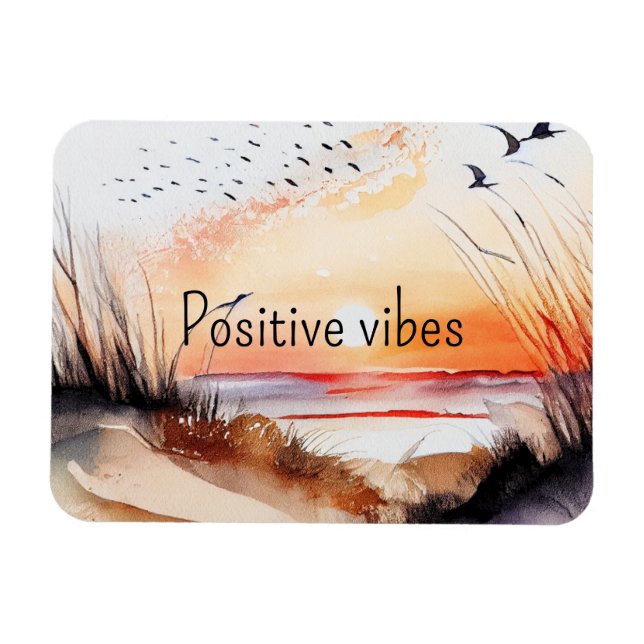 Ímã Praia do Pôr do Sol com Vibrações Positivas e Páss (Horizontal)