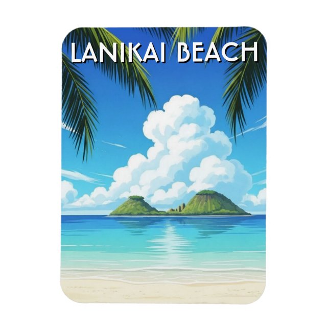 Ímã Praia Lanikai Viagem Havaí (Vertical)