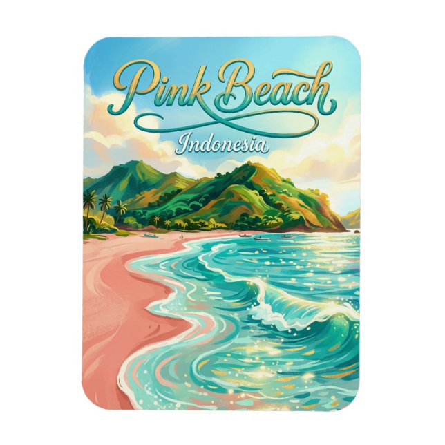 Ímã Praia Rosa Indonésia (Vertical)