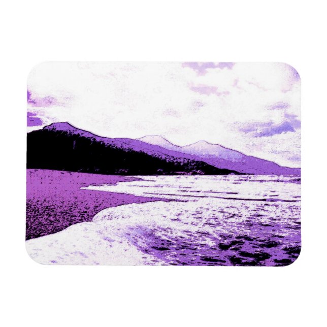 Ímã Praia selvagem em violeta e roxo (Horizontal)