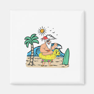 Imã Praia Tropical Divertido Papai Noel Natal de Verão