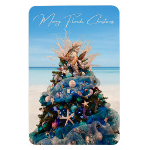 Ímã Praia Tropical e Árvore de Natal da Flórida feliz