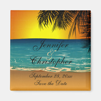 Imã Praia Tropical no Sunset Wedding Salvar Data
