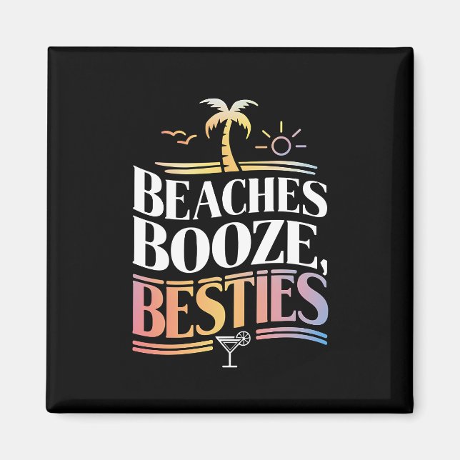 Imã Praias Bebidas & Amigas Árvore de Coco Verão  (Frente)