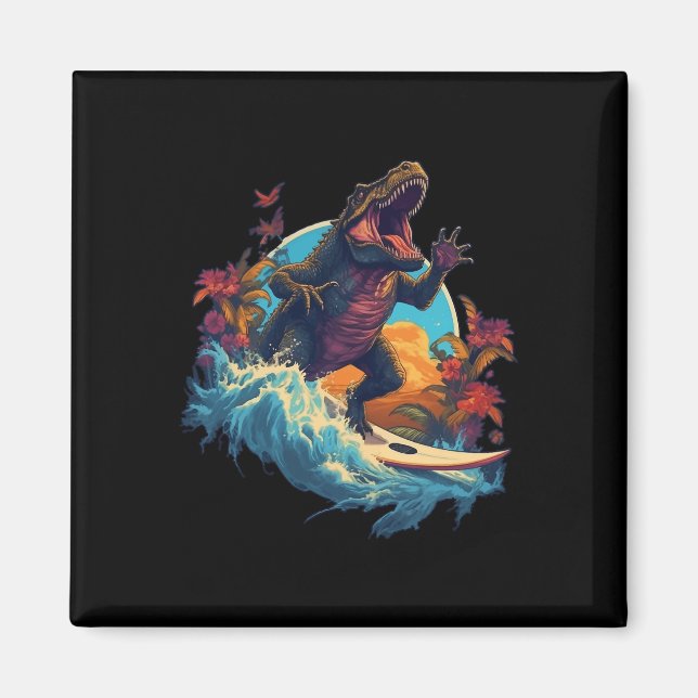 Imã Prancha de Surf de Dinossauro Praia Surf Surfe Din (Frente)