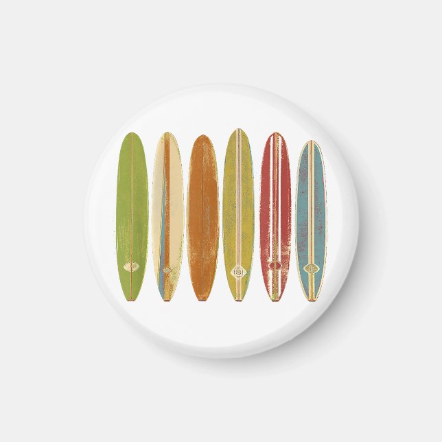 Imã Pranchas de Surf Longboard Estilo Vintage Retro (Frente)