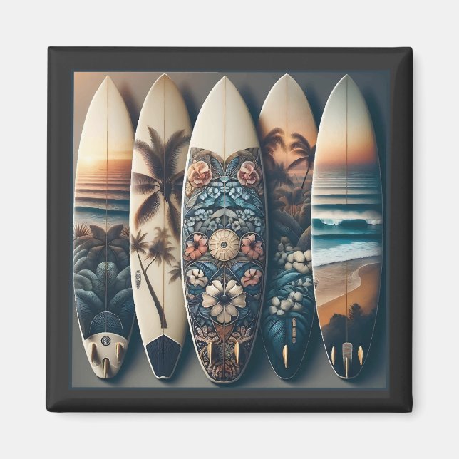 Imã Pranchas de Surf Pintadas Havaianas (Frente)
